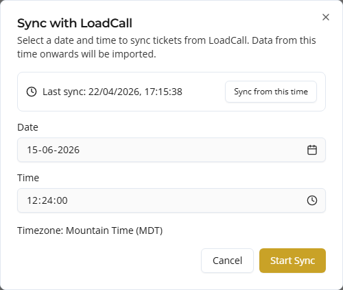 Sync with LoadCall from the External Transactions page