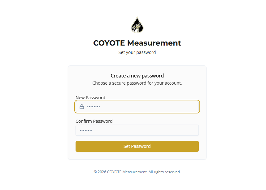 Set your password screen during account setup