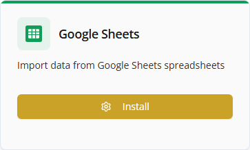 Google Sheets integration card — click Install