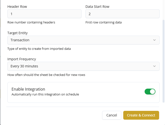 Configuration tab — private mode with Google Connection
