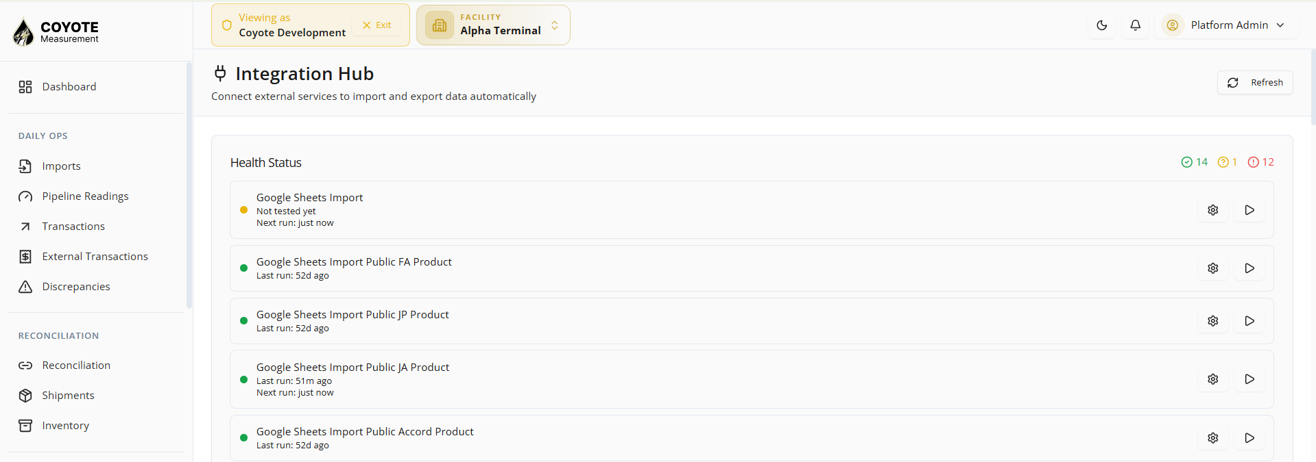 Configuration tab — private mode with Google Connection